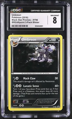CGC 8 Umbreon 2016 Black Star Promos XY96 Holo Pokemon Card - Image 1