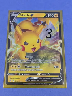 Pikachu V - 043/185 - Rare Holo V Vivid Voltage - Pokemon Card - NM - Image 3