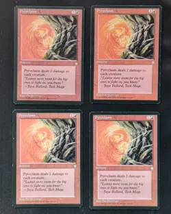 4 x Pyroclasm #214 - Ice Age Playset Magic The Gathering LP/NM See Pics - Image 1