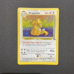 Pokemon TCG Dragonite Fossil Holo Unlimited Rare Card 4/62 WOTC Moderately Play - Image 1