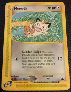 2003 Pokemon TCG Meowth Skyridge Regular 78/144 LP+ - Image 1