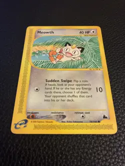 2003 Pokemon TCG Meowth Skyridge Regular 78/144 LP+ - Image 2