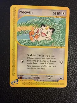 2003 Pokemon TCG Meowth Skyridge Regular 78/144 LP+ - Image 3