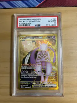 2025 POKEMON DRI EN-DESTINED RIVALS HYPER RARE TEAM ROCKET'S MEWTWO EX PSA 10 - Image 2