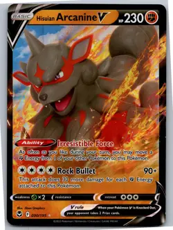 Hisuian Arcanine V - SWSH12: Silver Tempest 090/195 - Ultra Rare - NM Pokemon TC - Image 1