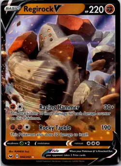 Regirock V - SWSH01: Sword & Shield Base Set 104/202 - Ultra Rare - NM Pokemon T - Image 1