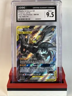 Pokemon Pikachu & Zekrom GX SM168 Black Start Promos 2019 Tag Team CGC 9.5+ - Image 1