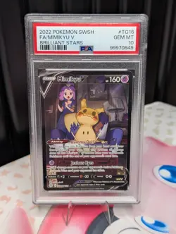 2022 POKEMON SWORD & SHIELD BRILLIANT STARS #TG16 FULL ART/MIMIKYU V PSA 10 - Image 1