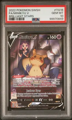 2022 POKEMON SWORD & SHIELD BRILLIANT STARS #TG16 FULL ART/MIMIKYU V PSA 10 - Image 2