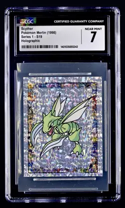 Scyther Pokemon Topps Merlin Sticker 1998 Series 1 S19 Holo CGC NM 7 ✨ - Image 1