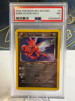 2002 Pokemon Dark Scizor 9/105 Neo Destiny Holo PSA 7 - Image 1
