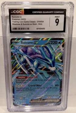 Suicune ex CGC 9 Mint – 2023 Pokemon Classic Deck Holo – 010/034 – Graded - Image 1