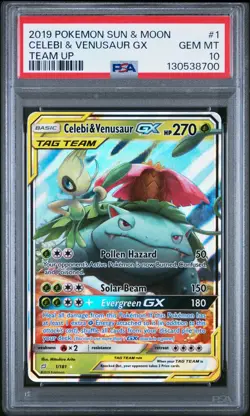 Celebi & Venusaur GX 1/181 - Team Up - Pokemon Card - PSA 10 - Image 1