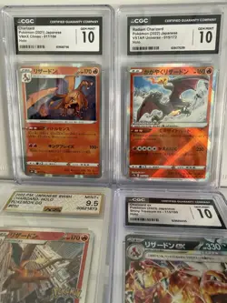 Pokemon Charizard CGC 10 & 9.5 Holo Card Lot Japanese Shiny Treasure ex - Image 2