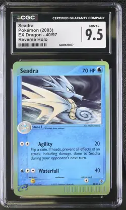 CGC 9.5 MINT+ Seadra 2003 EX Dragon 40/97 Reverse Holo Pokemon Card - Image 1