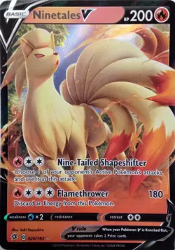 026/192 NINETALES V ULTRA RARE REBEL CLASH POKEMON CARD - Image 1
