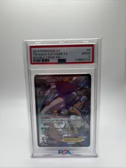 2015 POKEMON XY DOUBLE CRISIS #6 FULL ART/TEAM AQUA'S KYOGRE EX PSA 1 - Image 1