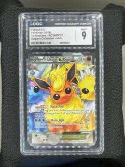 CGC 9 MINT Flareon EX RC28/RC32 RADIANT COLLECTION XY Generations Pokemon - Image 1
