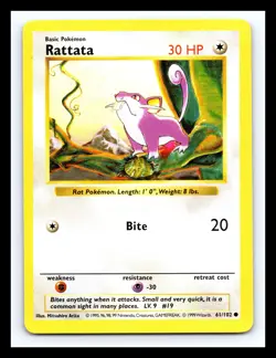 💥 Rattata | Pokemon TCG 1999 | (Shadowless Set) Non Holo Vintage # 61/102 - Image 1