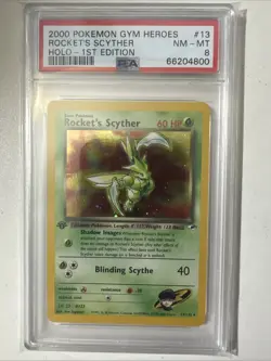 Pokemon PSA 8 1st Edition Rocket's Scyther 013/132 Gym Heroes Holo - Image 1