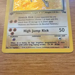Pokemon Hitmonlee 1st Edition Holo Rare Fossil 1999 Card 7/62 - Image 3