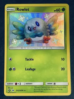 Rowlet SV2/SV94 Hidden Fates Shiny Vault Holo Rare Pokemon Card NM - Image 1