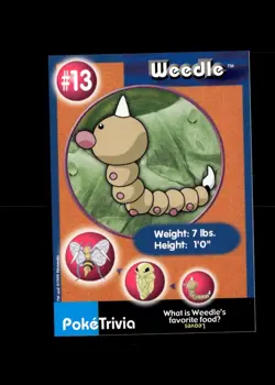 Weedle - #13 PokeTrivia Burger King Promo - Pokemon TCG - 1999 - Image 1