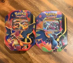 Pokemon TCG: Mega Charizard ex Tins X + Y New & Sealed - Set of 2 - Image 1