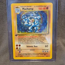 Pokemon Machamp Base Set 1st Edition Holo Rare 8/102 100 HP Wizards of the Coast - Image 1