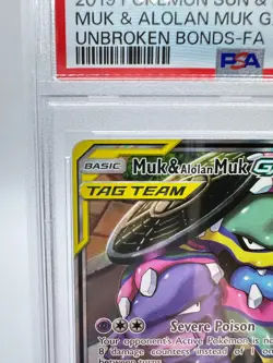 2019 Pokemon S&M Unbroken Bonds Muk & Alolan Muk GX #197 | TAG TEAM | PSA 9 MINT - Image 2