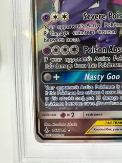 2019 Pokemon S&M Unbroken Bonds Muk & Alolan Muk GX #197 | TAG TEAM | PSA 9 MINT - Image 4