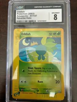 Oddish Pokemon (2003) Aquapolis 97/147 Reverse Holo Nm/Mint. CGC 8 🔥 - Image 1