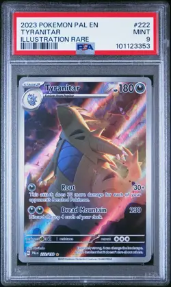 2023 POKEMON PAL EN-PALDEA EVOLVED ILLUSTRATION RARE #222 TYRANITAR PSA 9 - Image 1