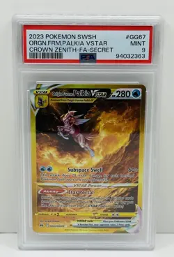🔥2023 POKEMON CROWN ZENITH SECRET #GG67 FA/ORIGIN FORME PALKIA VSTAR PSA 9🔥 - Image 1