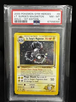 2000 Pokemon Gym Heroes 1st Edition #8 Lt. Surge's Magneton HOLO PSA 8 NM-MT - Image 1