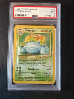 Pokemon Venusaur Base Set Holo Rare PSA 9 15/102 1999 English (New Cert) - Image 1