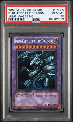 Yugioh Blue-Eyes Ultimate Dragon Secret Rare JMP-EN005 PSA 10 Gem Mint - Image 1