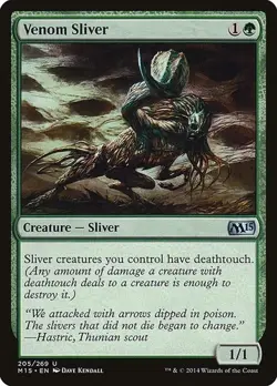 Magic the Gathering Venom Sliver M15 Core Set 2015 #205 2014 Uncommon MTG Card - Image 1