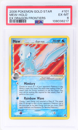 2006 Pokemon Gold Star Ex Dragon Frontiers Mew Holo #101 PSA 6 - Image 1