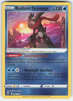 Radiant Greninja 046/189 Radiant Rare Astral Radiance Pokemon NM - Image 1