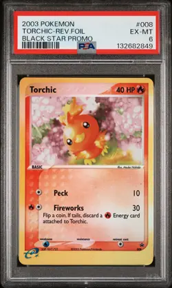 2003 POKEMON BLACK STAR PROMO #008 TORCHIC-REVERSE FOIL PSA 6 - Image 1