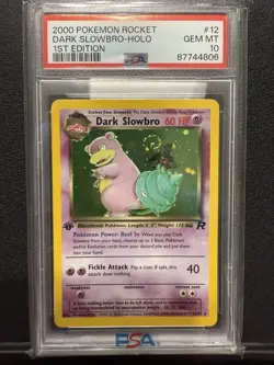 PSA 10 GEM MINT Dark Slowbro 12/82 HOLO Team Rocket 1ST EDITION Pokemon Card 💫 - Image 1