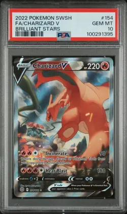 Charizard V Glurak Brilliant Stars 154 PSA Gem Mint 10 Pokemon TCG English - Image 1