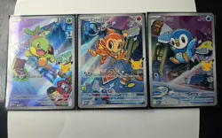 Pokemon First Partner Illustration Rare Turtwig Chimchar Piplup 30th Anniversary - Image 1