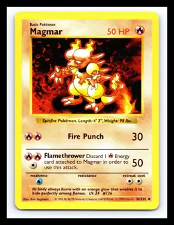 💥 MAGMAR | Pokemon TCG 1999 | (Shadowless Set) Non Holo Vintage # 36/102 - Image 1