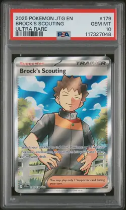 2025 POKEMON JTG EN-JOURNEY TOGETHER ULTRA RARE #179 BROCK'S SCOUTING PSA 10 - Image 1