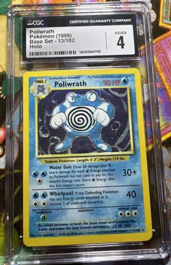 1999 Poliwrath Holo EN 13/102 Pokemon Base Set Vintage CGC 4 VG/EX - Image 1
