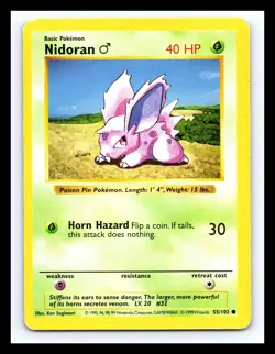 💥 NIDORAN | Pokemon TCG 1999 | (Shadowless Set) Non Holo Vintage # 55/102 - Image 1