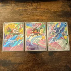 Pokemon First Partner Illustration Collection Alola Rowlet, Litten, Popplio - Image 1