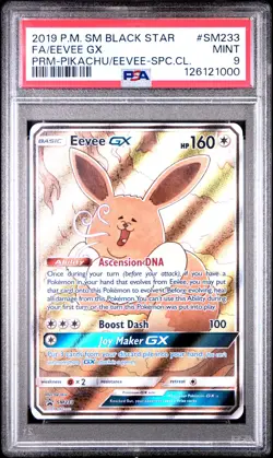 2019 POKEMON SM BLACK STAR PROMO #SM233 FULL ART/EEVEE GX PSA 9 - Image 1